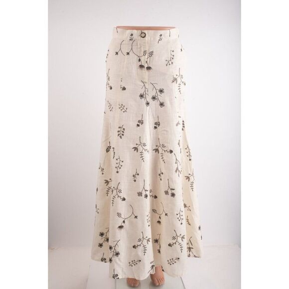 Zara Womans Flare Skirt Midi XS Black Ivory Embroidered Flowers 2731/093 NWT - Picture 1 of 7
